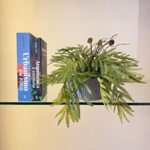 Kit Arranjo com Samambaia Artificial e Livro-Caixa Decorativo