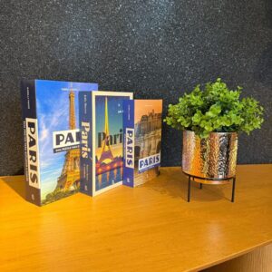 Kit Arranjos de Plantas Artificial com Livros Caixa Decorativos