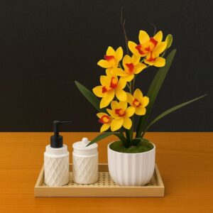 Kit Lavabo Chique com Bandeja e Porta Sabonete – Decoração para Banheiro Moderno